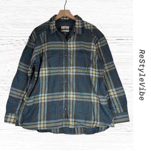 LEGENDARY WHITETAILS Women’s Size 1X Shirt Top Plaid Flannel Button Down - Picture 1 of 14